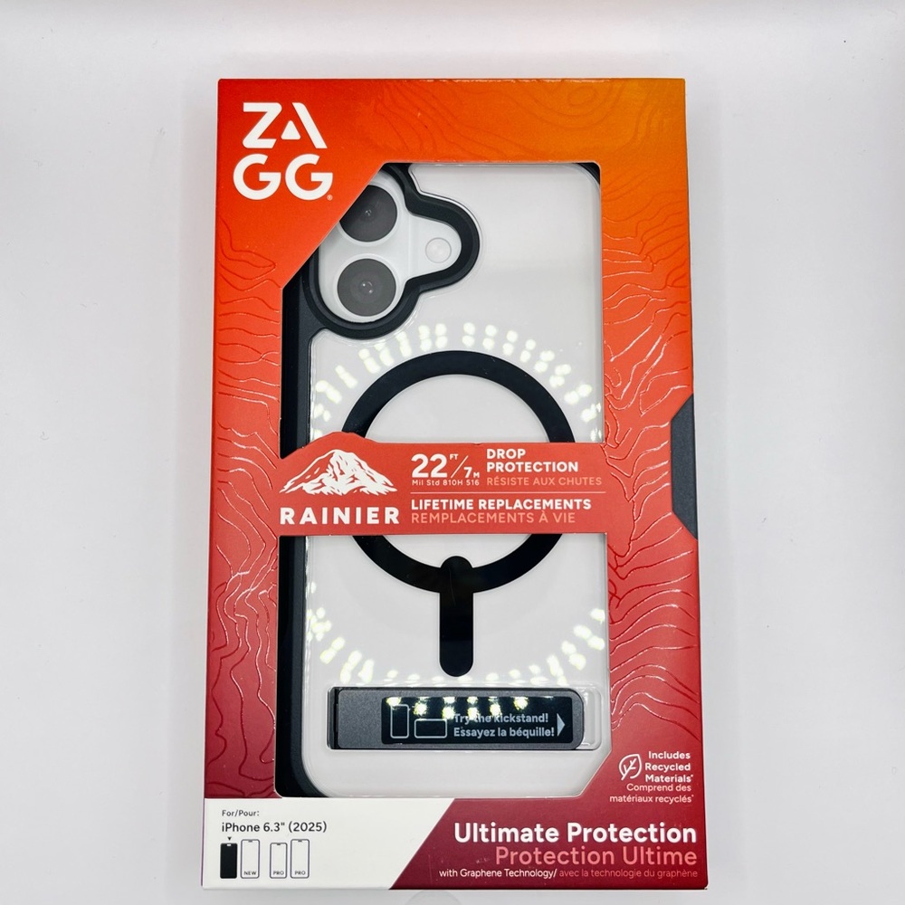 NEW ZAGG Rainier Clear/Black Kickstand Case for iPhone 17 - iPhone 6.3” (2025)